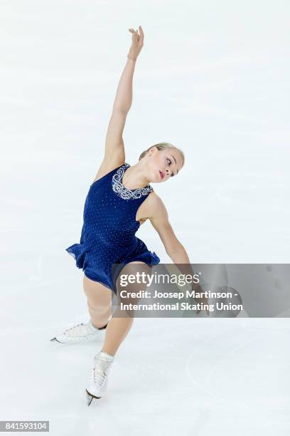 Anastasiia Gubanova of Russia competes in the Junior Ladies Short Program on day 2 of the ISU Junior Grand Prix of Figure Skating at Eis Arena...