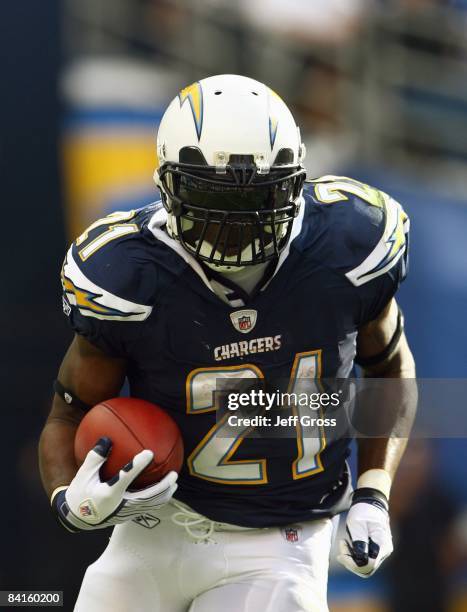 LaDainian Tomlinson of the San Diego Chargers carries the ball during the game against the Kansas City Chiefs at Qualcomm Stadium on November 9, 2008...