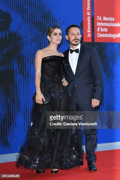 Greta Scarano and Michele Alhaique attend the The 1st Franca Sozzani Award during the 74th Venice Film Festival at Sala Giardino on September 1, 2017...