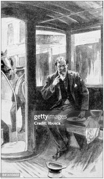 antique illustration: passenger - tram stock illustrations