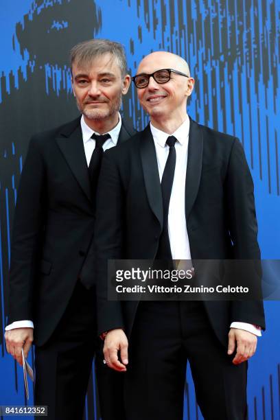 Roberto Rimondi and Tommaso Aquilano attend the The 1st Franca Sozzani Award during the 74th Venice Film Festival at Sala Giardino on September 1,...