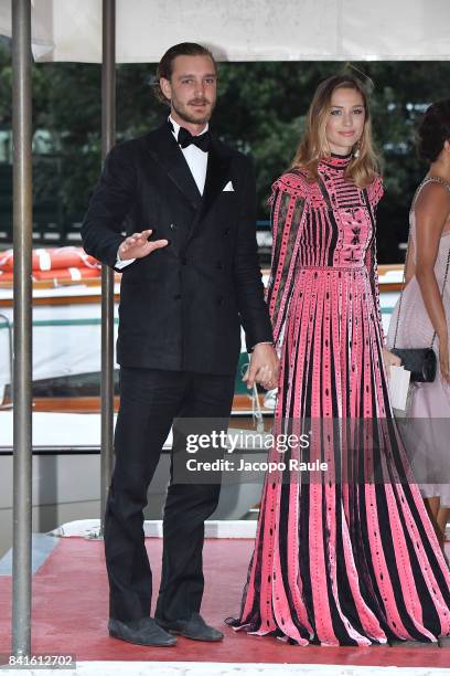 Pierre Casiraghi and Beatrice Casiraghi are seen during the 74. Venice Film Festival on September 1, 2017 in Venice, Italy.