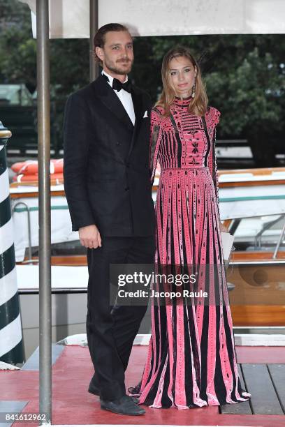 Pierre Casiraghi and Beatrice Casiraghi are seen during the 74. Venice Film Festival on September 1, 2017 in Venice, Italy.