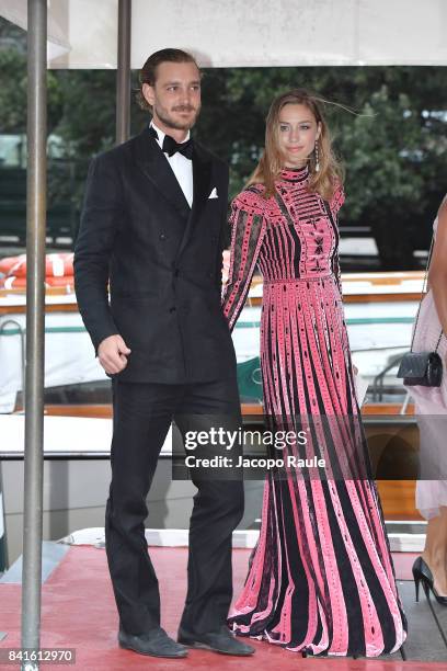Pierre Casiraghi and Beatrice Casiraghi are seen during the 74. Venice Film Festival on September 1, 2017 in Venice, Italy.