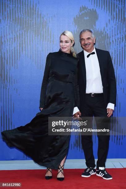 Stefania Rocca and Carlo Capasa attend the Franca Sozzanzi Award during the 74th Venice Film Festival on September 1, 2017 in Venice, Italy.