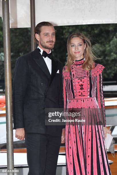 Pierre Casiraghi and Beatrice Casiraghi are seen during the 74. Venice Film Festival on September 1, 2017 in Venice, Italy.