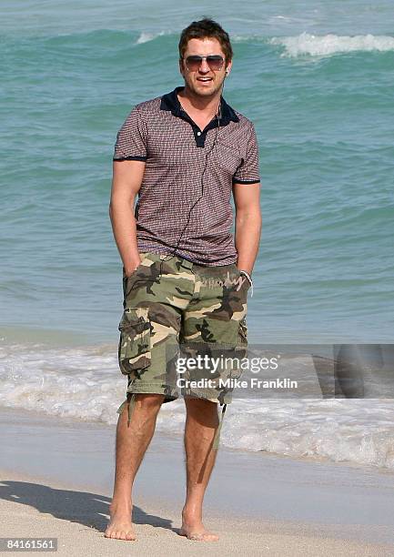 Actor Gerard Butler is sighted on January 2, 2009 in Miami Beach, Florida.