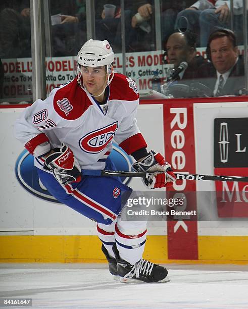 Max Pacioretty of the Montreal Canadiens skates in his first NHL game against the New Jersey Devils on January 2, 2009 at the Prudential Center in...