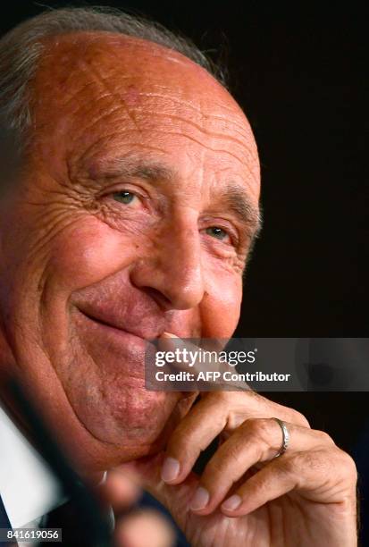 Italy's coach Gian Piero Ventura gives a press conference at the Santiago Bernabeu stadium in Madrid on September 1 on the eve of the World Cup 2018...