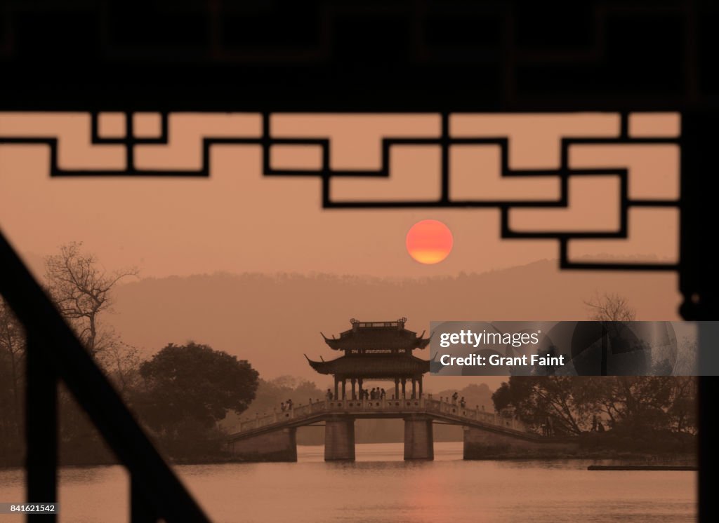 View of sunrise at Chinese park.