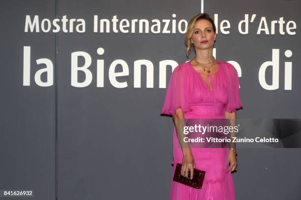 Violante Placido walks the red carpet ahead of the 'Nato A Casal Di Principe' screening during the 74th Venice Film Festival at Sala Giardino on...