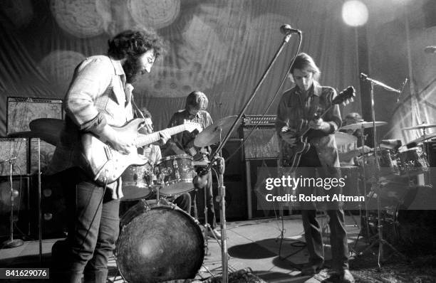 Music group The Grateful Dead with Ron 'Pigpen' McKernan on keyboards, Jerry Garcia , Bill Kreutzmann on drums, Phil Lesh and Bob Weir perform on...