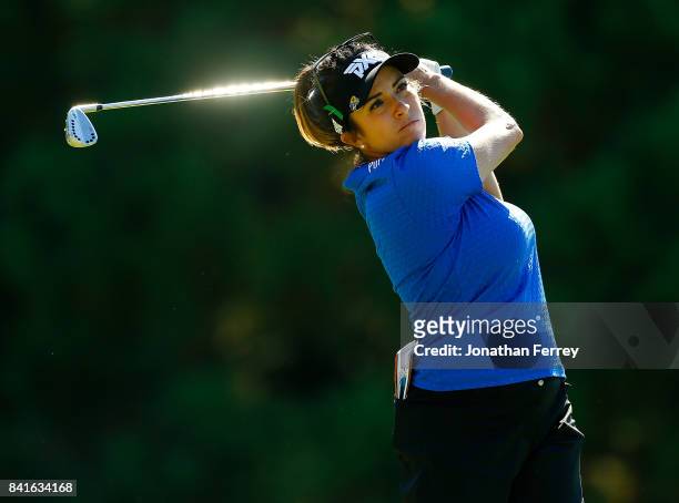 Gerina Piller tees off on the 2nd hole during the second round of the LPGA Cambia Portland Classic at Columbia Edgewater Country Club on September 1,...