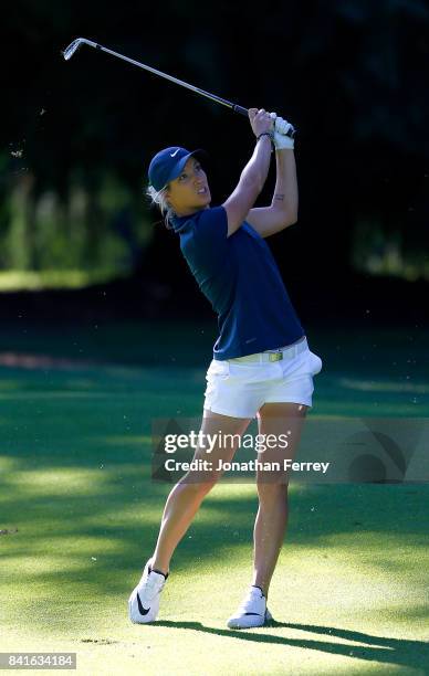 Mel Reid of England hits on the 14th during the second round of the LPGA Cambia Portland Classic at Columbia Edgewater Country Club on September 1,...