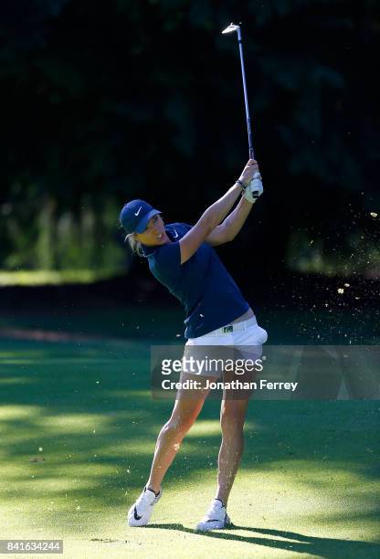 Mel Reid of England hits on the 14th during the second round of the LPGA Cambia Portland Classic at Columbia Edgewater Country Club on September 1,...