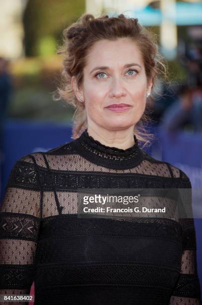 Emmanuelle Devos arrives at the opening ceremony of the 43rd Deauville American Film Festival on September 1, 2017 in Deauville, France.
