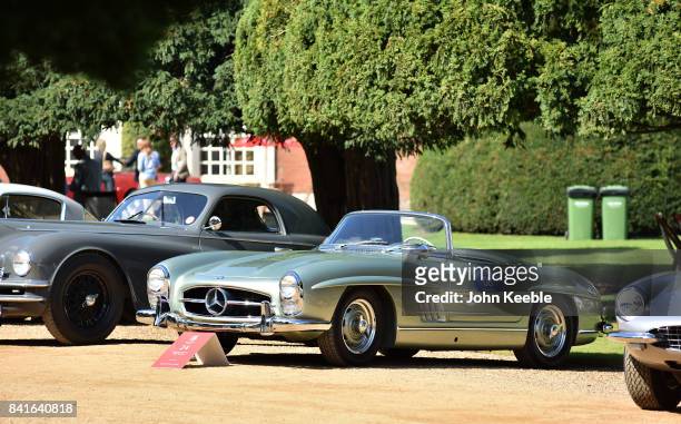 Mercedes Benz 300SL Roadster on display at the Concours d'Elegance at Hampton Court Palace on September 1, 017 in London, England. The show brings...