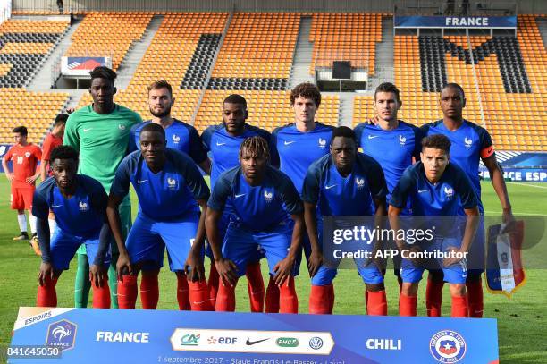 Frances goalkeeper Bingourou Kamara, France's defender Lucas Tousart, France's defender Olivier Ntcham, France's defender Benjamin Pavard, France's...