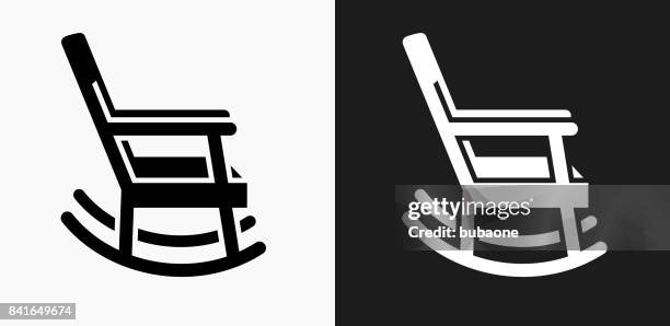 stockillustraties, clipart, cartoons en iconen met schommelstoel pictogram op zwart-wit vector achtergronden - rocking chair