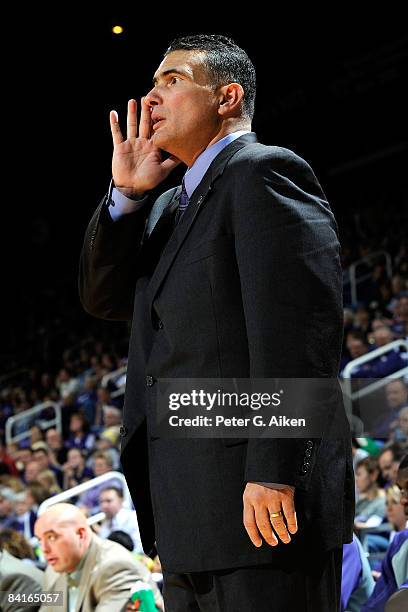 Head coach Frank Martin of the Kansas State Wildcats gives out some instructions to his team during the first half against the Idaho State Bengals on...
