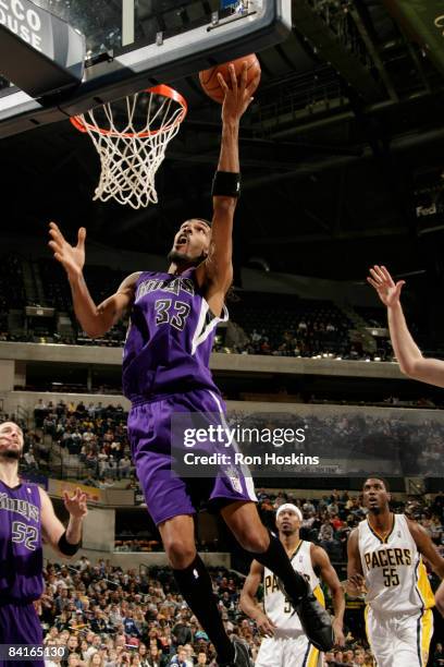 Francisco Garcia of the Sacramento Kings drives against the Indiana Pacers at Conseco Fieldhouse on January 3, 2009 in Indianapolis, Indiana. NOTE TO...