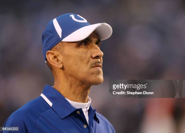 Head Coach Tony Dungy of the Indianapolis Colts stands on the field prior to the AFC Wild Card Game against the San Diego Chargers on January 3, 2009...