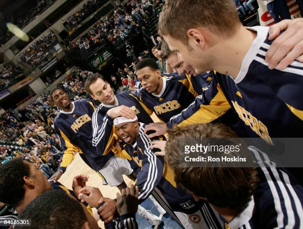 Ford of the Indiana Pacers has a little fun with his teammates prior to the Pacers taking on the Sacramento Kings at Conseco Fieldhouse on January 3,...