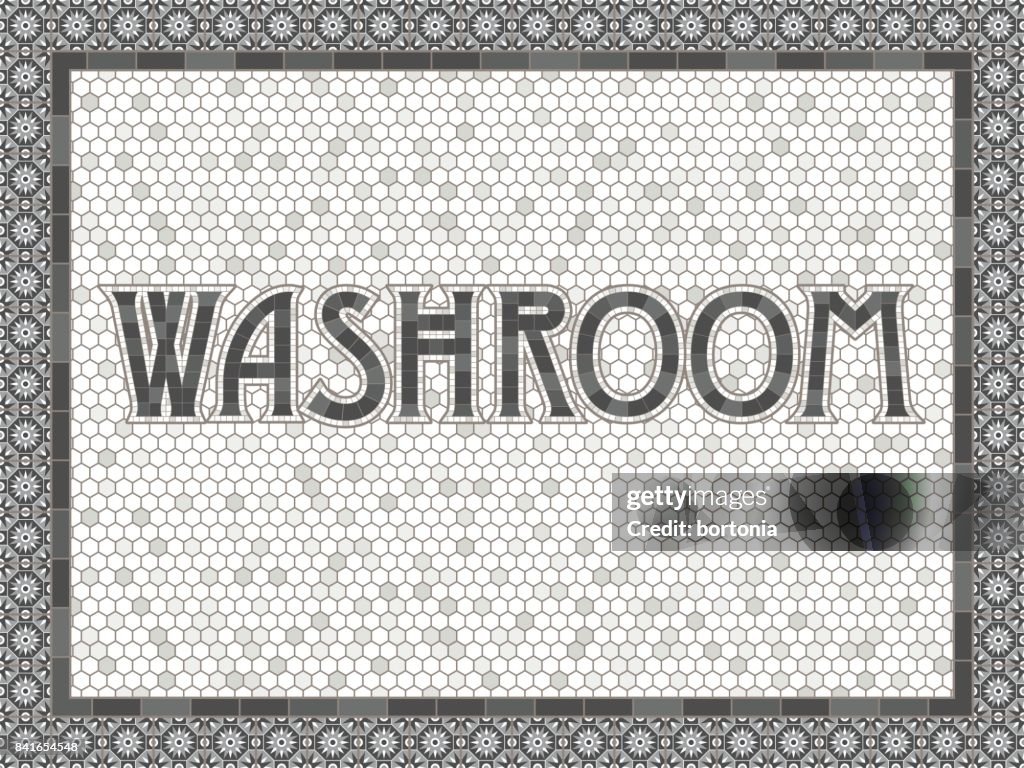Vintage mozaïek tegel Washroom Typografie Design