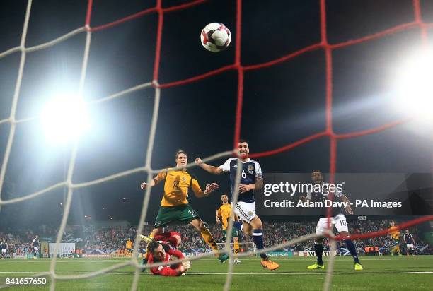 Scotland's James McArthur scores his side's third goal during the 2018 FIFA World Cup Qualifying, Group F match at the LFF Stadium, Vilnius.