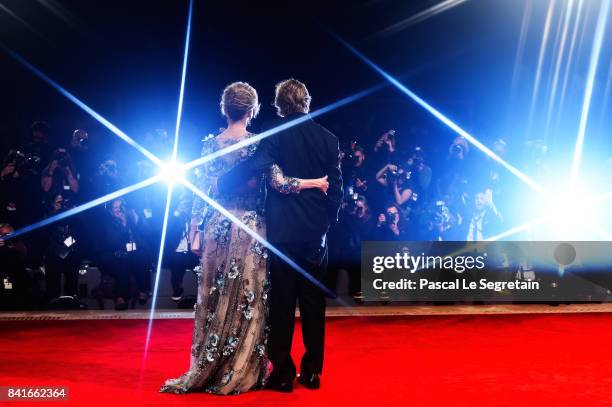 Jane Fonda and Robert Redford walk the red carpet ahead of the 'Our Souls At Night' screening during the 74th Venice Film Festival at Sala Grande on...