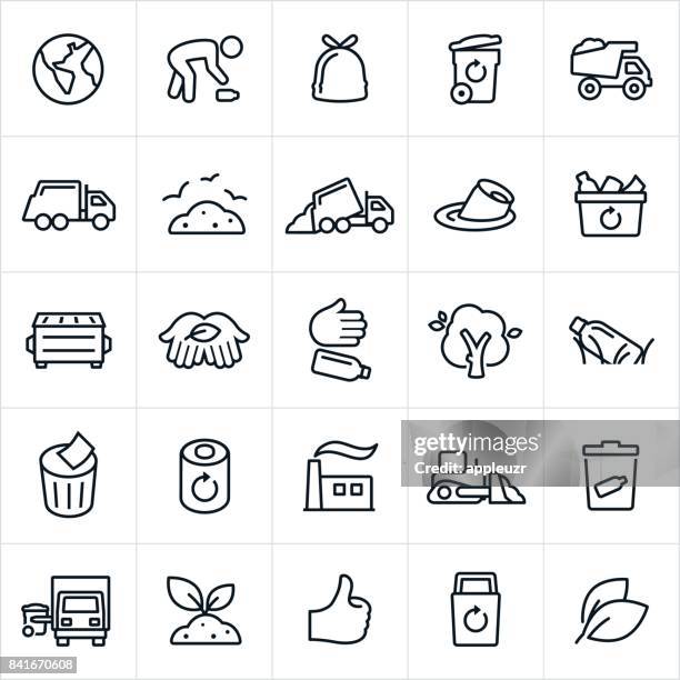 垃圾管理和回收圖示 - 垃圾桶 幅插畫檔、美工圖案、卡通及圖標