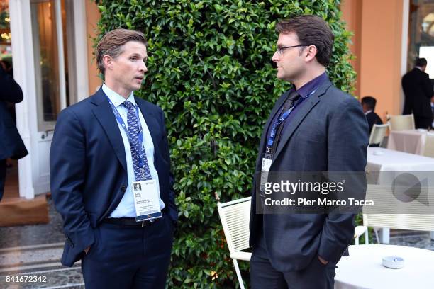Alec Ross and Abraham Heifets, Founder and CEO of Atomwise attend the Ambrosetti International Economic Forum on September 1, 2017 in Cernobbio,...