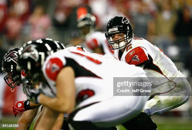 Quarterback Matt Ryan of the Atlanta Falcons hikes the ball in the NFC Wild Card Game against the Arizona Cardinals on January 3, 2009 at University...