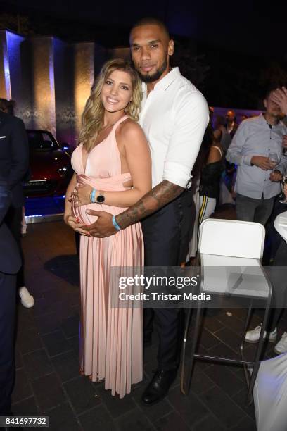 Sarah Nowak and her boyfriend Dominic Harrison during the Alcatel Entertainment Night feat. Music Meets Media at Sheraton Berlin Grand Hotel...