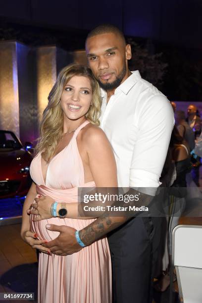 Sarah Nowak and her boyfriend Dominic Harrison during the Alcatel Entertainment Night feat. Music Meets Media at Sheraton Berlin Grand Hotel...