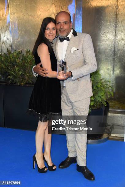 Jay Alexander and his wife Vanessa Pfitzenmeier during the Alcatel Entertainment Night feat. Music Meets Media at Sheraton Berlin Grand Hotel...