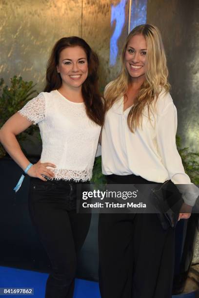 Sarah Tkotsch and her sister Sina Tkotsch during the Alcatel Entertainment Night feat. Music Meets Media at Sheraton Berlin Grand Hotel Esplanade on...