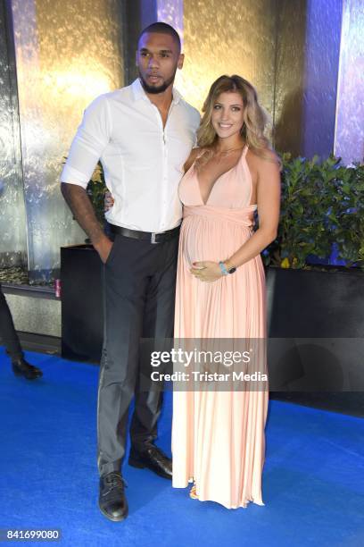 Sarah Nowak and her boyfriend Dominic Harrison during the Alcatel Entertainment Night feat. Music Meets Media at Sheraton Berlin Grand Hotel...
