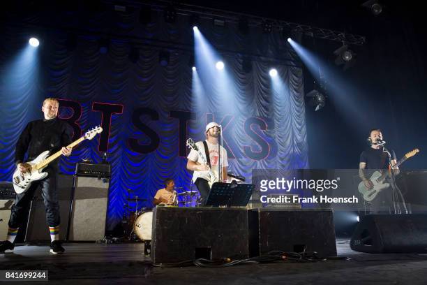 Torsten Scholz, Thomas Goetz, Arnim Teutoburg-Weiss and Peter Baumann of the German band Beatsteaks perform live on stage during a concert at the...