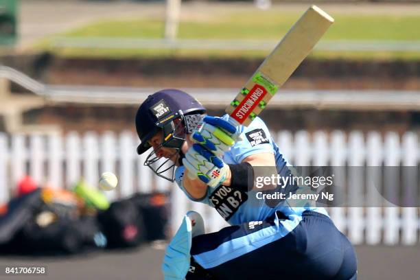 Peter Nevill of Cricket NSW plays a sweep shot during the Cricket NSW Intra Squad Match at Hurstville Oval on September 2, 2017 in Sydney, Australia.