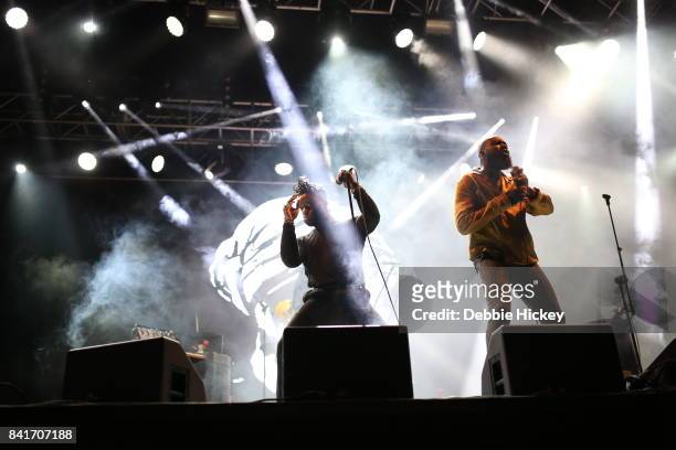 Hastings, Kayus Bankole and Alloysious Massaquoi of Young Fathers performs at Electric Picnic Festival at Stradbally Hall Estate on September 1, 2017...