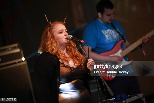 Dolores Fogarty and Adrian Mee of Telephone Explosions performs at Electric Picnic Festival at Stradbally Hall Estate on September 1, 2017 in Laois,...