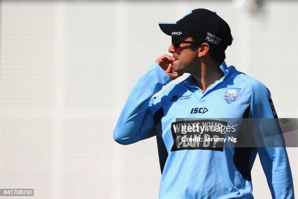 Ed Cowan of Cricket NSW looks on in the field during the Cricket NSW Intra Squad Match at Hurstville Oval on September 2, 2017 in Sydney, Australia.