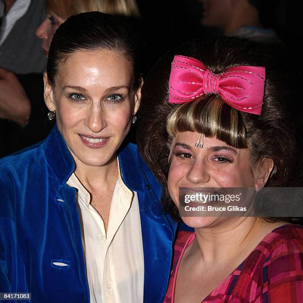 Sarah Jessica Parker and Marissa Jaret Winokur as "Tracy Turnblad" pose at The "Hairspray" Closing Night on Broadway at The Neil Simon Theater on...