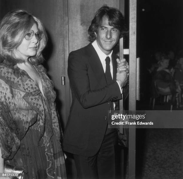 Hollywood agent Sue Mengers and actor Dustin Hoffman at the NATO Awards, 14th November 1976.