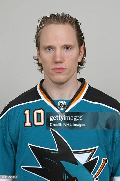 Christian Ehrhoff of the San Jose Sharks poses for his official headshot for the 2008-2009 NHL season.