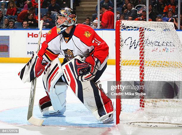 Craig Anderson of the Florida Panthers skates against the New York Islanders on December 31, 2008 at Nassau Coliseum in Uniondale, New York....