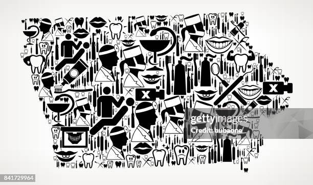 iowa dentist and dental vector icon pattern - floss pattern stock illustrations