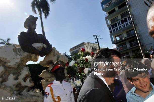 Panama's President Martin Torrijos attends a dedication ceremony for a monument of General Omar Torrijos, former President of Panama, at the Avenida...
