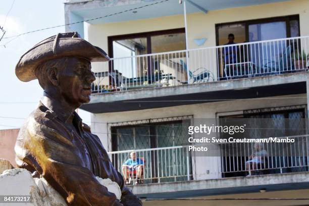 People attend a dedication ceremony for a monument of General Omar Torrijos, former President of Panama, after it was inaugurated by his son and...